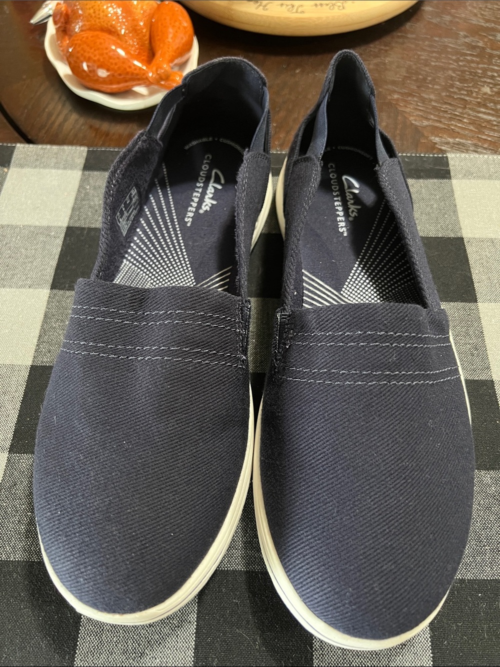 NEW Clarks  Navy Canvas CLOUDSTEPPERS Slip-On Loafers